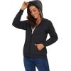 image:imageMAGCOMSEN Womens Zip Up Hoodies Sherpa Lined Fleece Thermal Jacket Full Zip Winter Warm Casual Thick Coats PocketsBlack