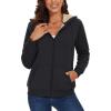 image:imageMAGCOMSEN Womens Zip Up Hoodies Sherpa Lined Fleece Thermal Jacket Full Zip Winter Warm Casual Thick Coats PocketsBlack