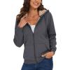 image:imageMAGCOMSEN Womens Zip Up Hoodies Sherpa Lined Fleece Thermal Jacket Full Zip Winter Warm Casual Thick Coats PocketsDark Grey