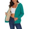 image:imageMAGCOMSEN Womens Zip Up Hoodies Sherpa Lined Fleece Thermal Jacket Full Zip Winter Warm Casual Thick Coats PocketsEmerald Green