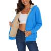image:imageMAGCOMSEN Womens Zip Up Hoodies Sherpa Lined Fleece Thermal Jacket Full Zip Winter Warm Casual Thick Coats PocketsIce Blue
