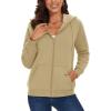 image:imageMAGCOMSEN Womens Zip Up Hoodies Sherpa Lined Fleece Thermal Jacket Full Zip Winter Warm Casual Thick Coats PocketsKhaki