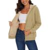image:imageMAGCOMSEN Womens Zip Up Hoodies Sherpa Lined Fleece Thermal Jacket Full Zip Winter Warm Casual Thick Coats PocketsKhaki