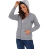image:imageMAGCOMSEN Womens Zip Up Hoodies Sherpa Lined Fleece Thermal Jacket Full Zip Winter Warm Casual Thick Coats PocketsLight Grey