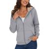 image:imageMAGCOMSEN Womens Zip Up Hoodies Sherpa Lined Fleece Thermal Jacket Full Zip Winter Warm Casual Thick Coats PocketsLight Grey