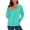 image:imageMAGCOMSEN Womens Zip Up Hoodies Sherpa Lined Fleece Thermal Jacket Full Zip Winter Warm Casual Thick Coats PocketsMint Green