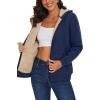 image:imageMAGCOMSEN Womens Zip Up Hoodies Sherpa Lined Fleece Thermal Jacket Full Zip Winter Warm Casual Thick Coats PocketsNavy