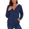 image:imageMAGCOMSEN Womens Zip Up Hoodies Sherpa Lined Fleece Thermal Jacket Full Zip Winter Warm Casual Thick Coats PocketsNavy
