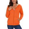 image:imageMAGCOMSEN Womens Zip Up Hoodies Sherpa Lined Fleece Thermal Jacket Full Zip Winter Warm Casual Thick Coats PocketsOrange