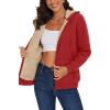 image:imageMAGCOMSEN Womens Zip Up Hoodies Sherpa Lined Fleece Thermal Jacket Full Zip Winter Warm Casual Thick Coats PocketsOrange Red