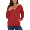image:imageMAGCOMSEN Womens Zip Up Hoodies Sherpa Lined Fleece Thermal Jacket Full Zip Winter Warm Casual Thick Coats PocketsOrange Red