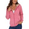 image:imageMAGCOMSEN Womens Zip Up Hoodies Sherpa Lined Fleece Thermal Jacket Full Zip Winter Warm Casual Thick Coats PocketsPink