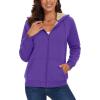 image:imageMAGCOMSEN Womens Zip Up Hoodies Sherpa Lined Fleece Thermal Jacket Full Zip Winter Warm Casual Thick Coats PocketsPurple