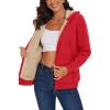 image:imageMAGCOMSEN Womens Zip Up Hoodies Sherpa Lined Fleece Thermal Jacket Full Zip Winter Warm Casual Thick Coats PocketsTomato Red