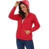 image:imageMAGCOMSEN Womens Zip Up Hoodies Sherpa Lined Fleece Thermal Jacket Full Zip Winter Warm Casual Thick Coats PocketsTomato Red