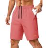image:imageMAGCOMSEN Mens Hiking Shorts 9 Quick Dry Lightweight Running Shorts with Zipper Pockets for Workout Athletic SportWatermelon Red