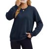 image:imageMAGCOMSEN Sweatshirt for Women Fleece Lined Crewneck Loose Fit Winter Warm Trendy Sweaters Long Sleeve TopsNavy