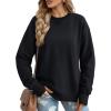 image:imageMAGCOMSEN Womens Fleece Lined Sweatshirts Pullover Crewneck Sweater Loose Fit Casual Winter Warm Tops with Thumb HolesBlack