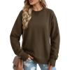 image:imageMAGCOMSEN Womens Fleece Lined Sweatshirts Pullover Crewneck Sweater Loose Fit Casual Winter Warm Tops with Thumb HolesDarkbrown