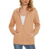 image:imageMAGCOMSEN Womens Fleece Lined Zip Up Hoodies Casual Hooded Jacket Workout Full Zip Sweatshirts Pocket CoatsApricot