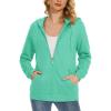 image:imageMAGCOMSEN Womens Fleece Lined Zip Up Hoodies Casual Hooded Jacket Workout Full Zip Sweatshirts Pocket CoatsMint Green