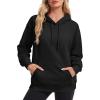 image:imageMAGCOMSEN Womens Hoodies Fleece Sherpa Lined Pullover Winter Warm Trendy Hooded Sweatshirt with PocketBlack