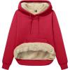 image:imageMAGCOMSEN Womens Hoodies Thick Fleece Lined Hooded Sweatshirt Warm Sherpa Lined Heavyweight Pullover with PocketTomato Red
