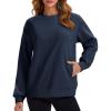 image:imageMAGCOMSEN Womens Sweatshirts Fleece Lined Pullover Crewneck Cotton Casual Winter Warm Tops with Zip PocketsNavy