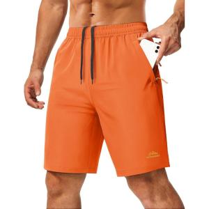 image:imageMAGCOMSEN Mens Hiking Shorts 9 Quick Dry Lightweight Running Shorts with Zipper Pockets for Workout Athletic SportOrange