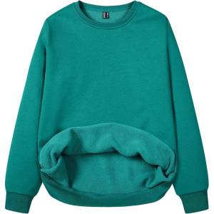 image:imageMAGCOMSEN Womens Fleece Lined Sweatshirt Crewneck Cotton Pullover Fall Winter Casual Long Sleeve Warm Soft TopsEmerald Green