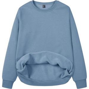 image:imageMAGCOMSEN Womens Fleece Lined Sweatshirt Crewneck Cotton Pullover Fall Winter Casual Long Sleeve Warm Soft TopsHaze Blue