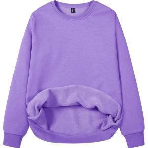 image:imageMAGCOMSEN Womens Fleece Lined Sweatshirt Crewneck Cotton Pullover Fall Winter Casual Long Sleeve Warm Soft TopsLight Purple