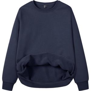 image:imageMAGCOMSEN Womens Fleece Lined Sweatshirt Crewneck Cotton Pullover Fall Winter Casual Long Sleeve Warm Soft TopsNavy