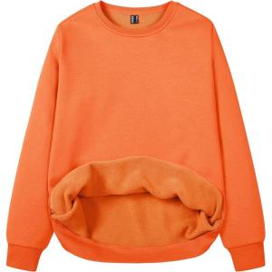 image:imageMAGCOMSEN Womens Fleece Lined Sweatshirt Crewneck Cotton Pullover Fall Winter Casual Long Sleeve Warm Soft TopsOrange
