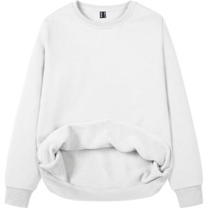 image:imageMAGCOMSEN Womens Fleece Lined Sweatshirt Crewneck Cotton Pullover Fall Winter Casual Long Sleeve Warm Soft TopsWhite