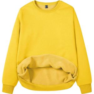 image:imageMAGCOMSEN Womens Fleece Lined Sweatshirt Crewneck Cotton Pullover Fall Winter Casual Long Sleeve Warm Soft TopsYellow