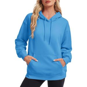 image:imageMAGCOMSEN Womens Hoodies Fleece Sherpa Lined Pullover Winter Warm Trendy Hooded Sweatshirt with PocketAzure