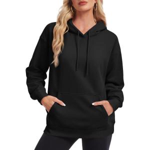 image:imageMAGCOMSEN Womens Hoodies Fleece Sherpa Lined Pullover Winter Warm Trendy Hooded Sweatshirt with PocketBlack