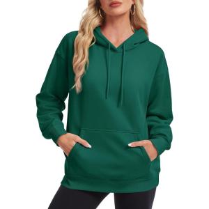 image:imageMAGCOMSEN Womens Hoodies Fleece Sherpa Lined Pullover Winter Warm Trendy Hooded Sweatshirt with PocketEmerald