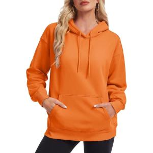 image:imageMAGCOMSEN Womens Hoodies Fleece Sherpa Lined Pullover Winter Warm Trendy Hooded Sweatshirt with PocketOrange