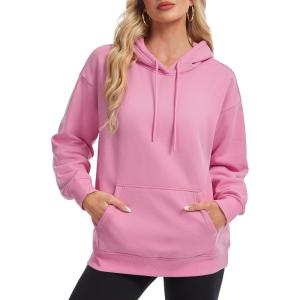 image:imageMAGCOMSEN Womens Hoodies Fleece Sherpa Lined Pullover Winter Warm Trendy Hooded Sweatshirt with PocketPink