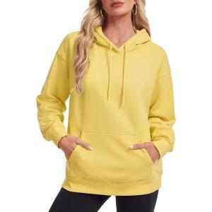 image:imageMAGCOMSEN Womens Hoodies Fleece Sherpa Lined Pullover Winter Warm Trendy Hooded Sweatshirt with PocketYellow