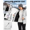 image:imageMAGCOMSEN Womens Winter Coat Ski Snow Jacket Fleece Lined Warm Waterproof Insulated Skiing Windbreaker Jacket with HoodWhite