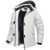 image:imageMAGCOMSEN Womens Winter Coat Ski Snow Jacket Fleece Lined Warm Waterproof Insulated Skiing Windbreaker Jacket with HoodWhite