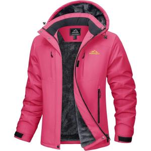 image:imageMAGCOMSEN Womens Ski Jacket Snow Winter Coat Waterproof Insulated Warm Fleece Thermal Skiing Jacket Windproof RaincoatRosered