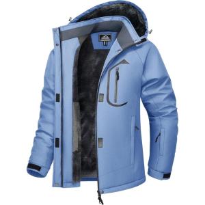 image:imageMAGCOMSEN Womens Ski Jacket Waterproof Insulated Warm Winter Coat Thermal Windproof Snow Jacket Fleece Lined RaincoatLightblue