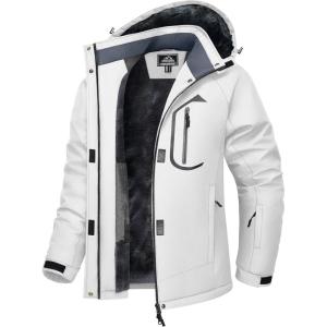 image:imageMAGCOMSEN Womens Ski Jacket Waterproof Insulated Warm Winter Coat Thermal Windproof Snow Jacket Fleece Lined RaincoatWhite