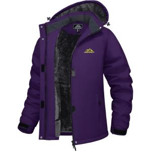 image:imageMAGCOMSEN Womens Winter Coat Ski Snow Jacket Fleece Lined Warm Waterproof Insulated Skiing Windbreaker Jacket with HoodDeeppurple