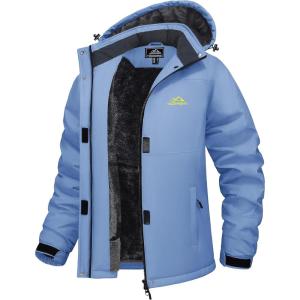image:imageMAGCOMSEN Womens Winter Coat Ski Snow Jacket Fleece Lined Warm Waterproof Insulated Skiing Windbreaker Jacket with HoodLightblue