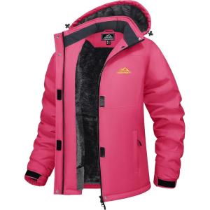 image:imageMAGCOMSEN Womens Winter Coat Ski Snow Jacket Fleece Lined Warm Waterproof Insulated Skiing Windbreaker Jacket with HoodRosered